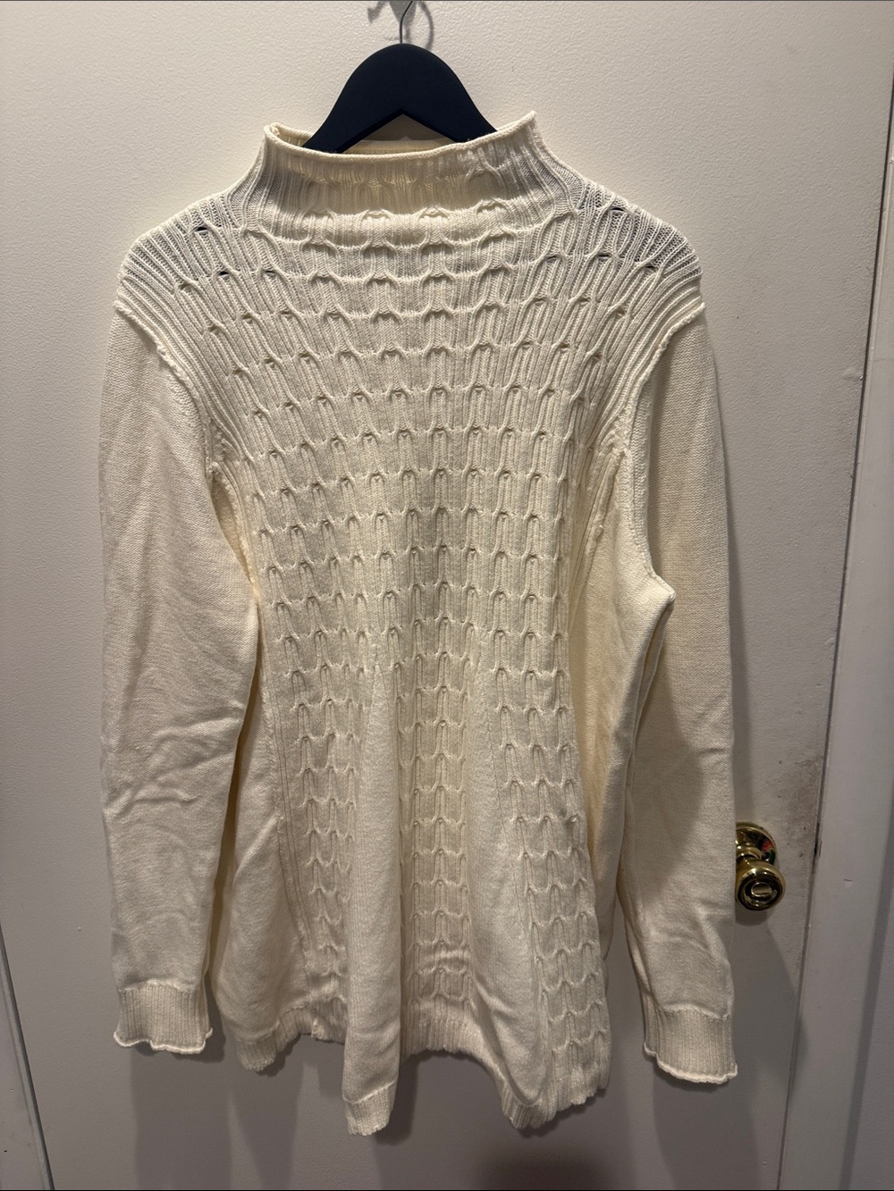 Pilcro Cream Cable-Textured Turtleneck Sweater